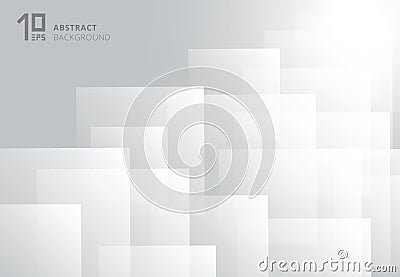 Abstract white squares pattern futuristic overlap layer background. Vector Illustration