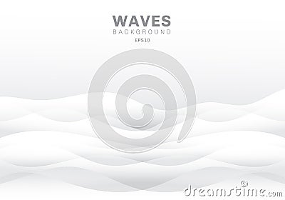 Abstract white waves background and texture with copy space. Smooth wavy nature Vector Illustration