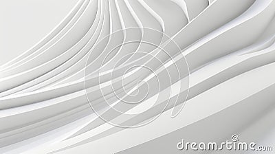 Abstract White Wavy Background, Modern Minimalist Parametric Architecture Design, 3D Render Stock Photo