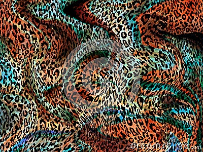 Abstract wild leopard skin fabric with grunge surface Stock Photo