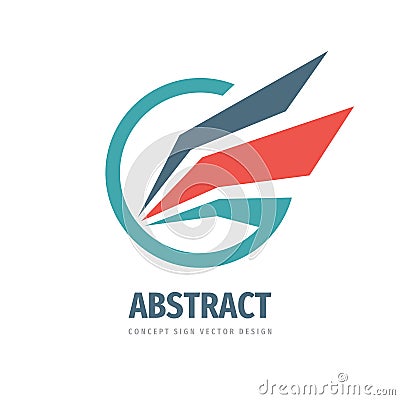 Abstract wing in circle - concept logo design. Development business strategy vector logo sign. Transport logistic logo symbol. Vector Illustration