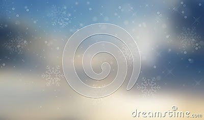 Abstract winter background with snowflakes and stars Stock Photo