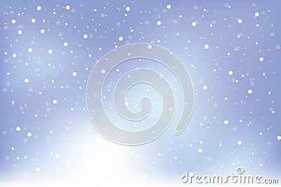 Abstract winter background with soft pastel cornflower blue gradients and falling snow Vector Illustration