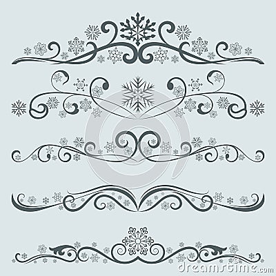 Abstract winter Christmas dividers Vector Illustration