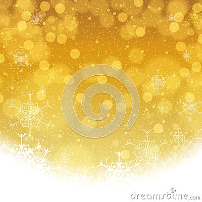 Abstract winter golden snowflakes Stock Photo