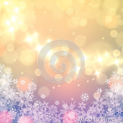 Abstract winter light colors snowflakes background Stock Photo