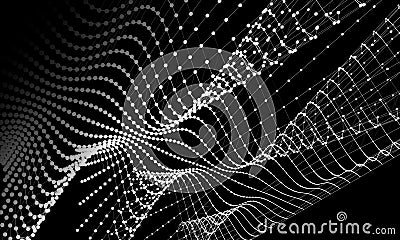 Abstract wire wiht dots and lines background communication. Scientific futuristic concept. Vector illustration Vector Illustration