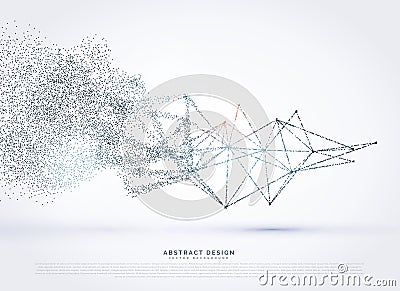 Abstract wireframe poly mesh network fading in particle Vector Illustration