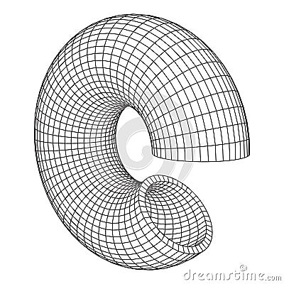 Abstract wireframe torus slice donut. Vector Illustration