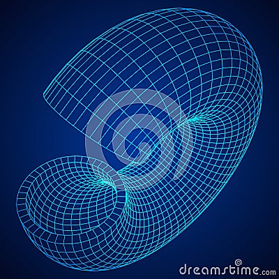 Abstract wireframe torus slice donut. Vector Illustration