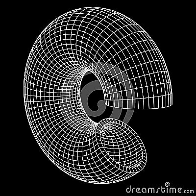 Abstract wireframe torus slice donut. Vector Illustration