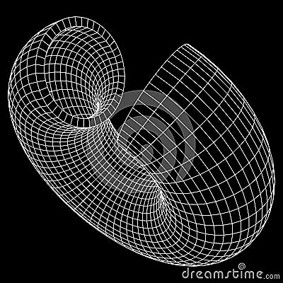 Abstract wireframe torus slice donut. Vector Illustration