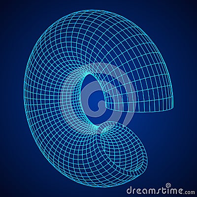 Abstract wireframe torus slice donut. Vector Illustration