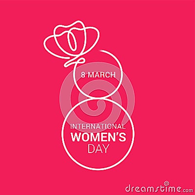 Abstract Women`s day design background, with with a outline style 8 number crowned by a rose Vector Illustration