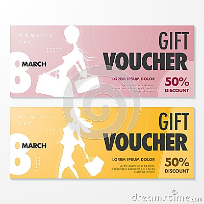 Abstract Womenâ€™s Day Gift Voucher for Your Store or Fashion Business Vector Illustration