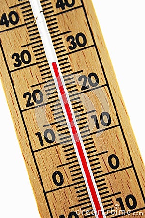 Abstract wood thermometer Stock Photo