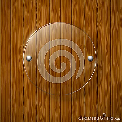 Abstract wooden background with glass framework. Cartoon Illustration