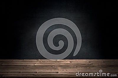 Abstract wooden table texture and chalk rubbed out on blackboard. Stock Photo