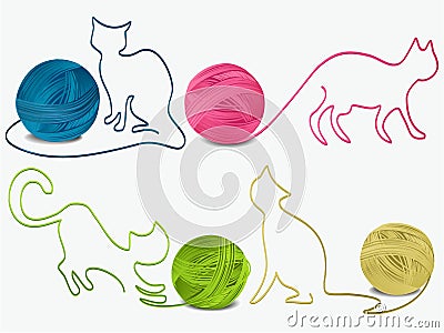 Abstract wool cats Vector Illustration