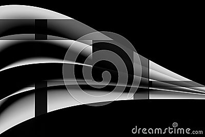 An abstract work of five sheets of paper in black and white Stock Photo