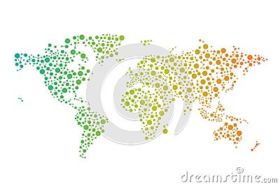 Abstract World connections map with circles, lines Vector Illustration