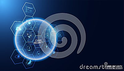 Abstract world Cyber Security Concept Protect network, device, program and data from attacks, Network security, Application, Data Vector Illustration