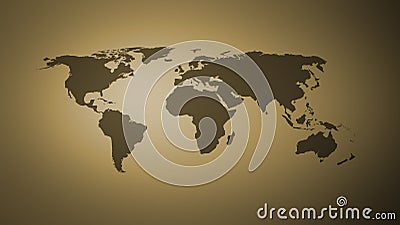 Abstract world map, dark yellow Cartoon Illustration