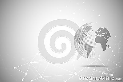 Abstract World map Global network connection.circle point and li Vector Illustration