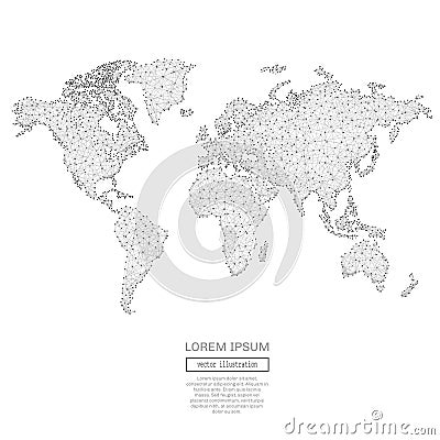 Abstract world map with low poly gray Vector Illustration