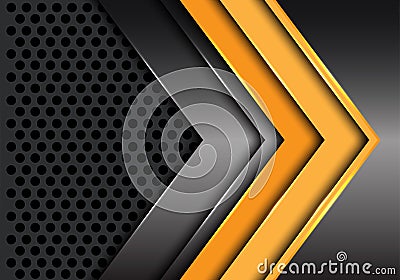 Abstract yellow arrow dark metal on circle mesh design modern futuristic background vector Vector Illustration