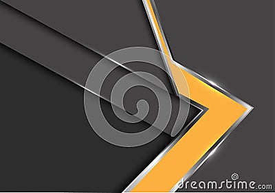 Abstract yellow arrow gray metal shadow design modern futuristic background vector Vector Illustration