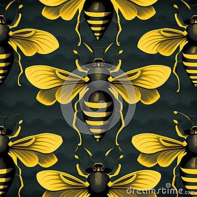 Abstract yellow black bee pattern background for World Bee Day, Honey Bee Day. Generative AI Stock Photo