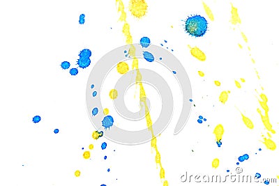 Abstract yellow blue ink splash Stock Photo