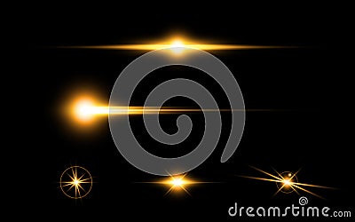 Abstract yellow flare light speed lighting effect elements design concept Vector Illustration