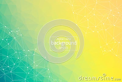 Abstract Yellow Green Light Geometric Polygonal background molecule and communication. Connected lines with dots. Concept of the s Vector Illustration