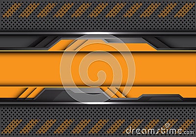 Abstract yellow grey metal circle mesh design modern futuristic factory industrial background vector Vector Illustration