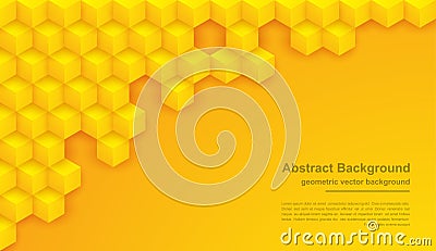 Abstract yellow and orange texture background with hexagon shapes. 3D vector background. Vector Illustration