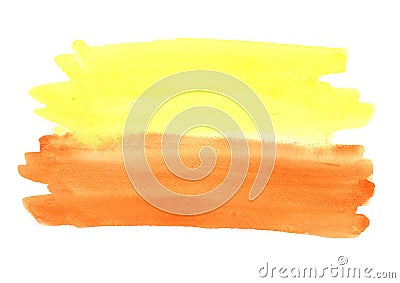 Abstract yellow and orange watercolor painting brush stroke background. Stock Photo