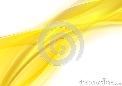 Abstract yellow smooth shiny waves on white background Vector Illustration