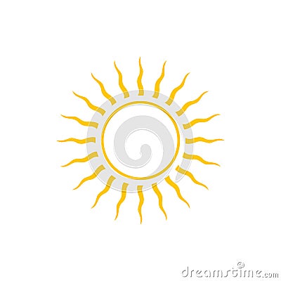 Abstract Yellow Sun Icon, Line Style Design Vector Illustration