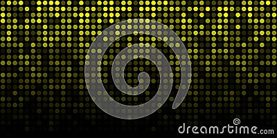 Abstract yellow technology horizontal luminous background. Gradient digital glow pixel circle texture pattern. Vector Vector Illustration