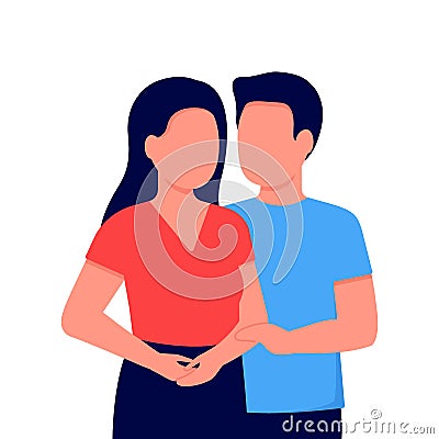 Abstract young couple man and woman. Relationship. Family communication together. Vector on white background Vector Illustration