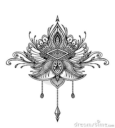 Abstract Zentangle Zendoodle symbol in Boho style for tattoo black on white Vector Illustration