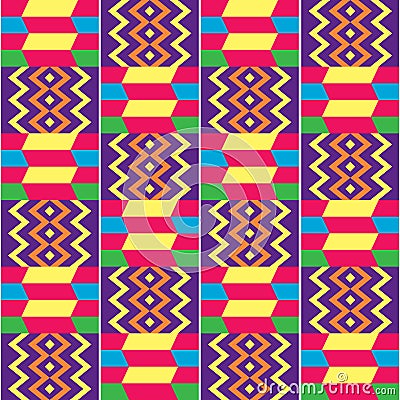 African Kente style vector seamless textile pattern, tribal design inspired by textiles from Africa Stock Photo