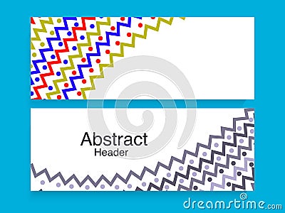 Abstract Zigzag Style Header or Banner Design Set with Space Stock Photo