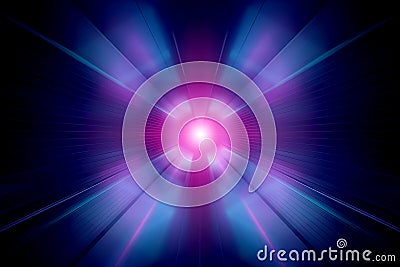 Abstract zoom effect in blue and pink neon tunnel background Stock Photo