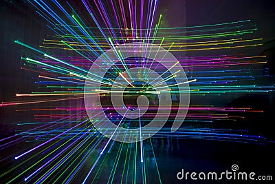 Abstract zoom effects with christmas tree lights Stock Photo