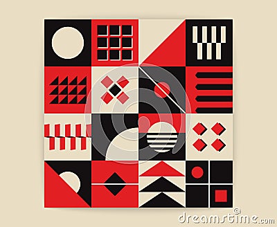 Abstract geometric pattern Bauhaus geometry form primitive bold shapes, simple tile block design, vector art illustration Vector Illustration