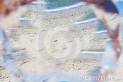 Abstracting Landscape Baltic shore through a big crystal Stock Photo