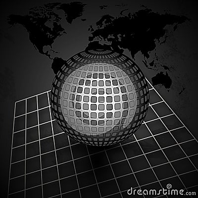 Abstraction black planet on the grid Vector Illustration